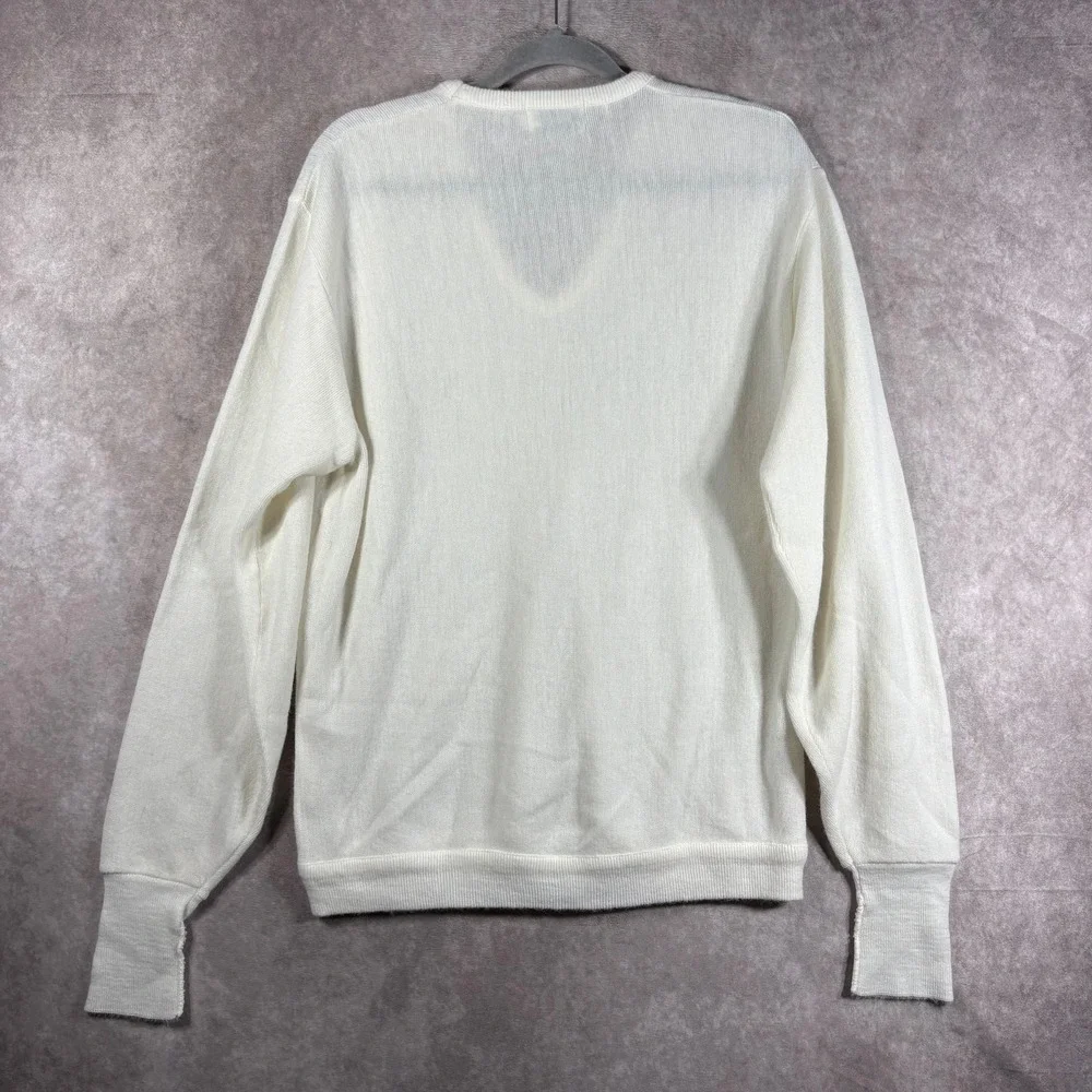 Vintage IZOD Lacoste Sweater XL White Knit Orlon Acrylic Knit Pullover Preppy